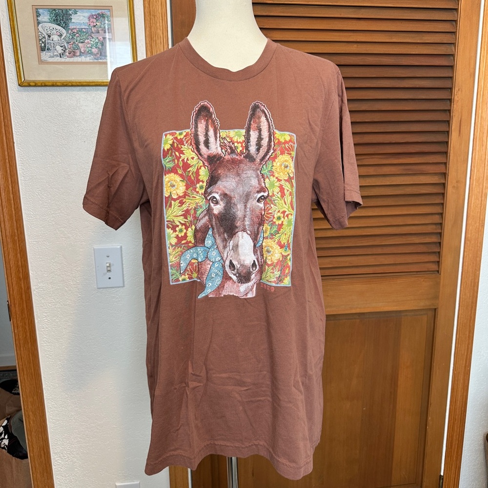 Canvass Ladies T Shirt with Donkey design by XOXO Art Size L